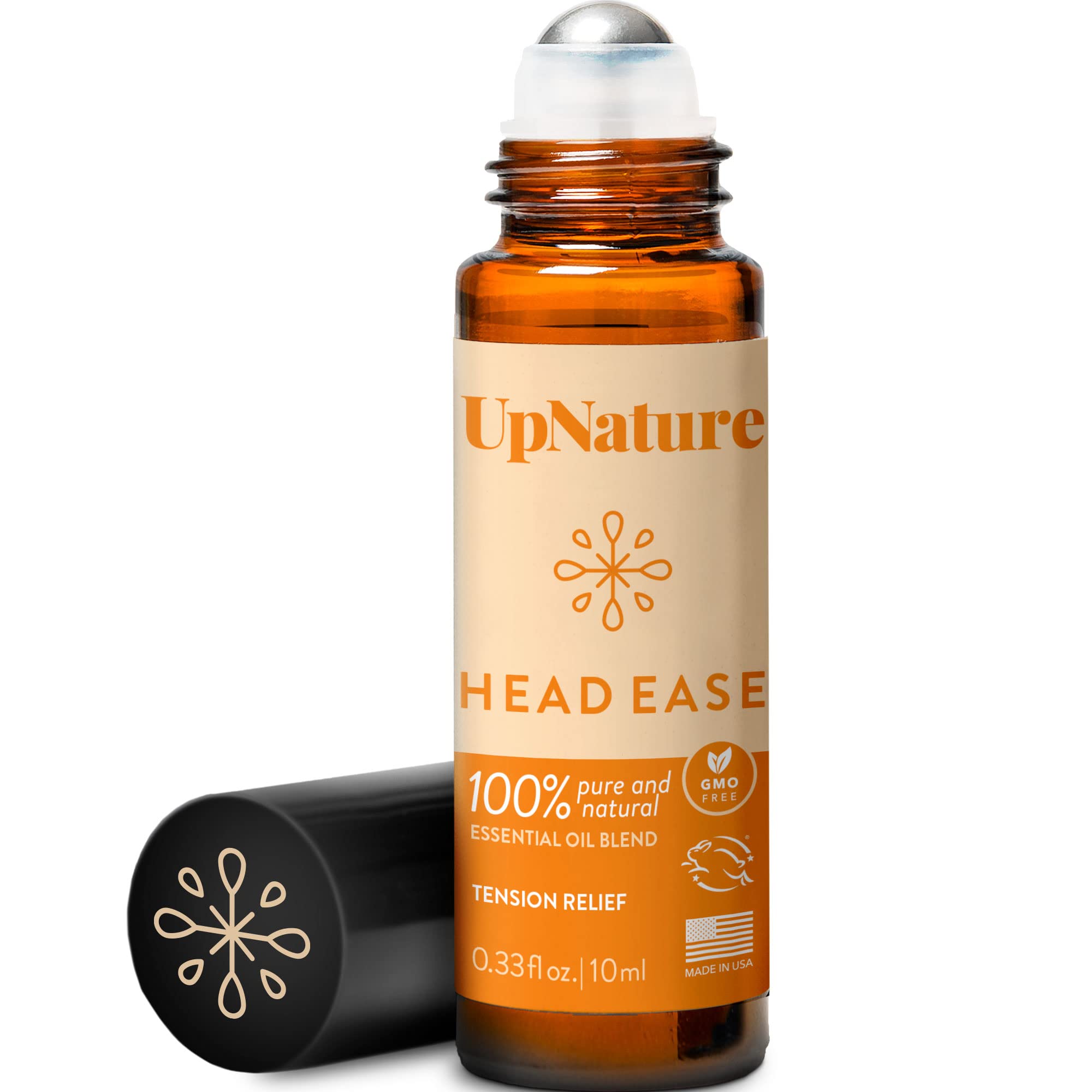 Head Ease Essential Oil Roll On - Natural Headache Relief with Peppermint, Rosemary & Frankincense Oils - Therapeutic Grade Aromatherapy for Stress & Tension - Perfect for Office, Travel & Home Use
