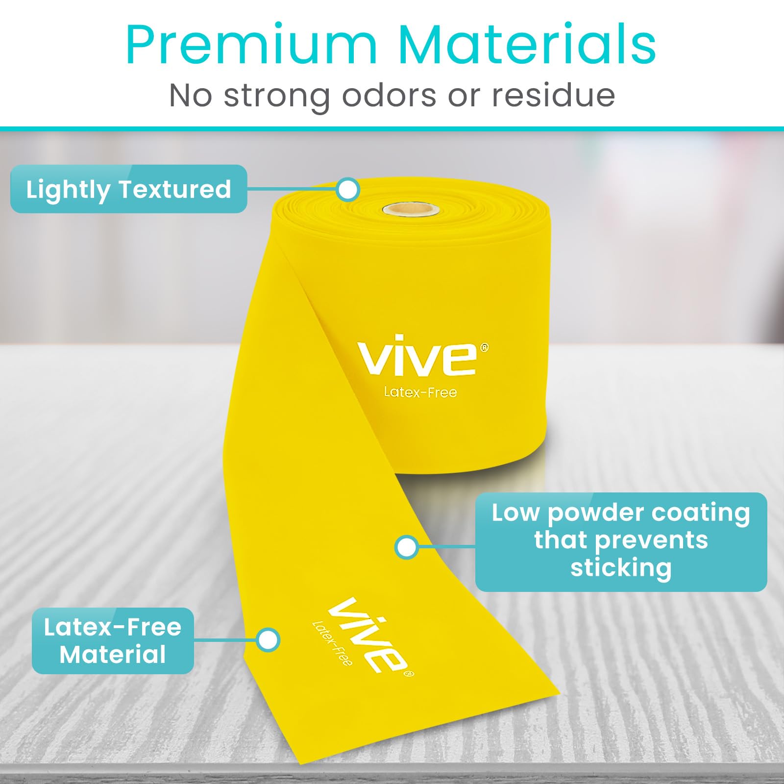 Vive Professional Resistance Bands - 25 Yard Non-Latex Roll for Physical Therapy, Strength Training, and Rehabilitation - Upper & Lower Body Workout Elastic Bands for Women and Men - Perfect for Home Gym, Yoga, Pilates, and CrossFit Training