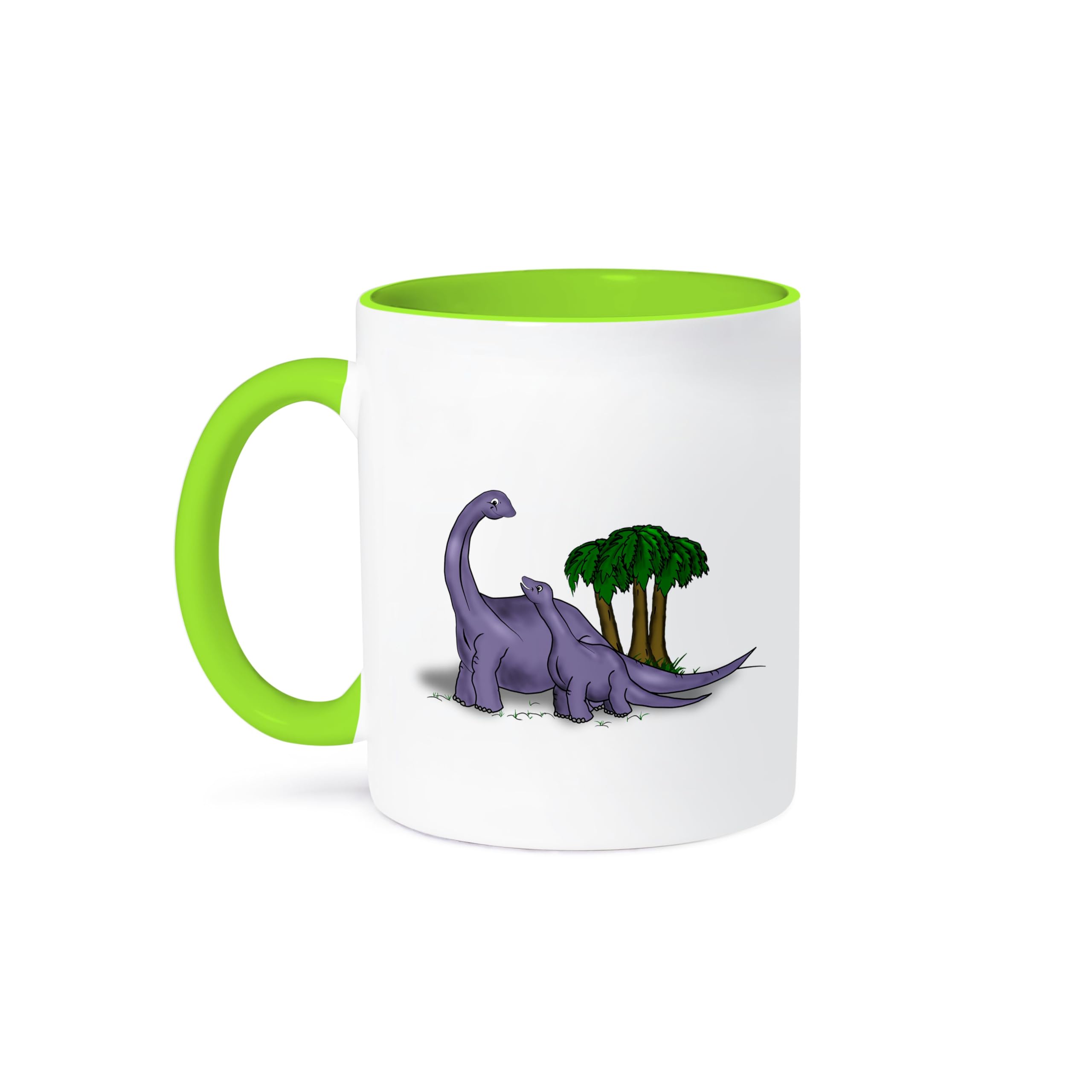 3D Rose 15oz Funny Coffee Mug - Cartoon Mother Apatosaurus Dinosaur Loving Baby Design - Perfect Gift for Dinosaur Lovers & Coffee Enthusiasts - Great for Home, Office or Gifts