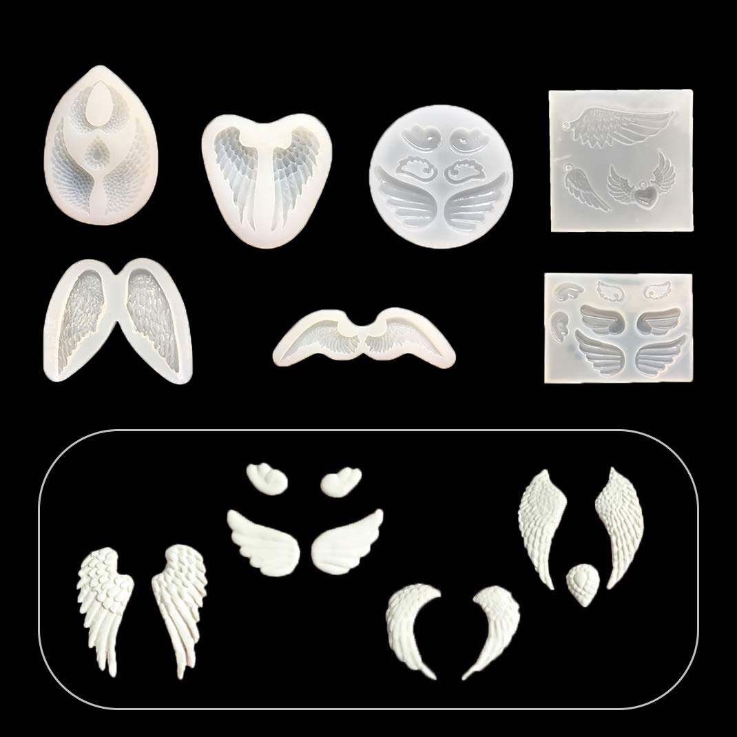iSuperb 7-Piece Angel Wing Silicone Molds Set for DIY Resin Casting - UV Epoxy Keychain Molds for Jewelry, DIY Art, Home Decor & Gift Making (Perfect for Christmas Ornaments, Pendants & Craft Projects)