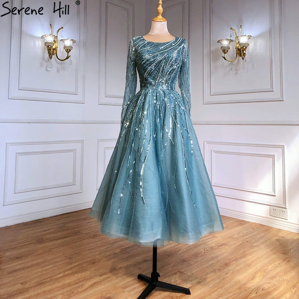 Serene Hill Green Luxury Ankle-Length Evening Dress Gown 2025 - One Shoulder Beaded Sexy Prom Dress for Women | Perfect for Cocktail Parties, Galas & Formal Events