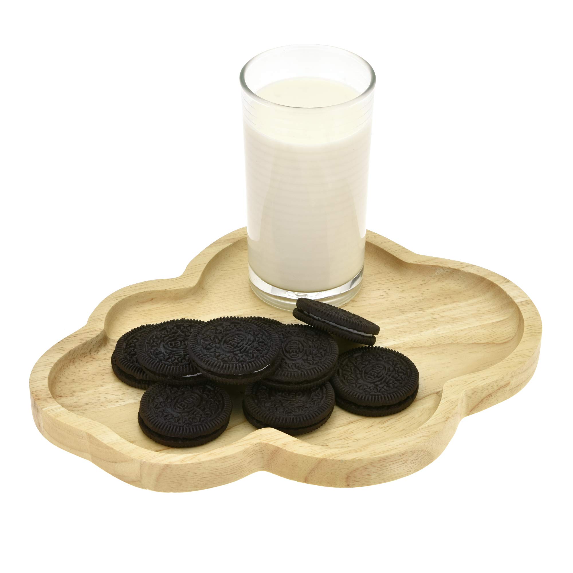 AeraVida Hand Carved Natural Wood Serving Plate - Cloud Shaped Wooden Platter for Cheese, Fruits & Appetizers | Unique Wooden Home Decor for Dining & Kitchen | Eco-Friendly Wooden Dish for Parties & Gifts