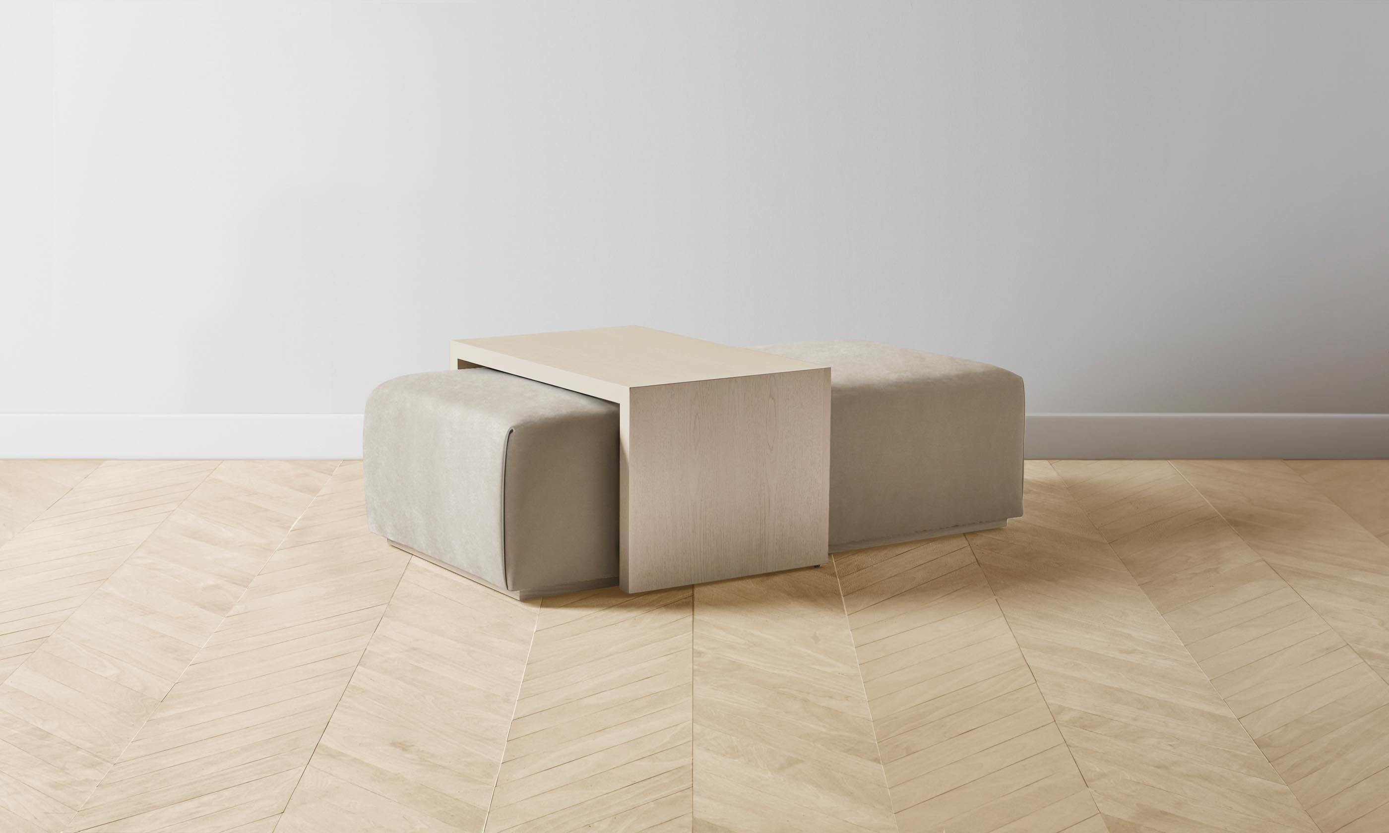 The Bowery Ottoman - Performance Velvet Taupe - Stylish & Durable Footstool for Living Room, Bedroom & Office - Perfect for Relaxing, Extra Seating & Home Decor