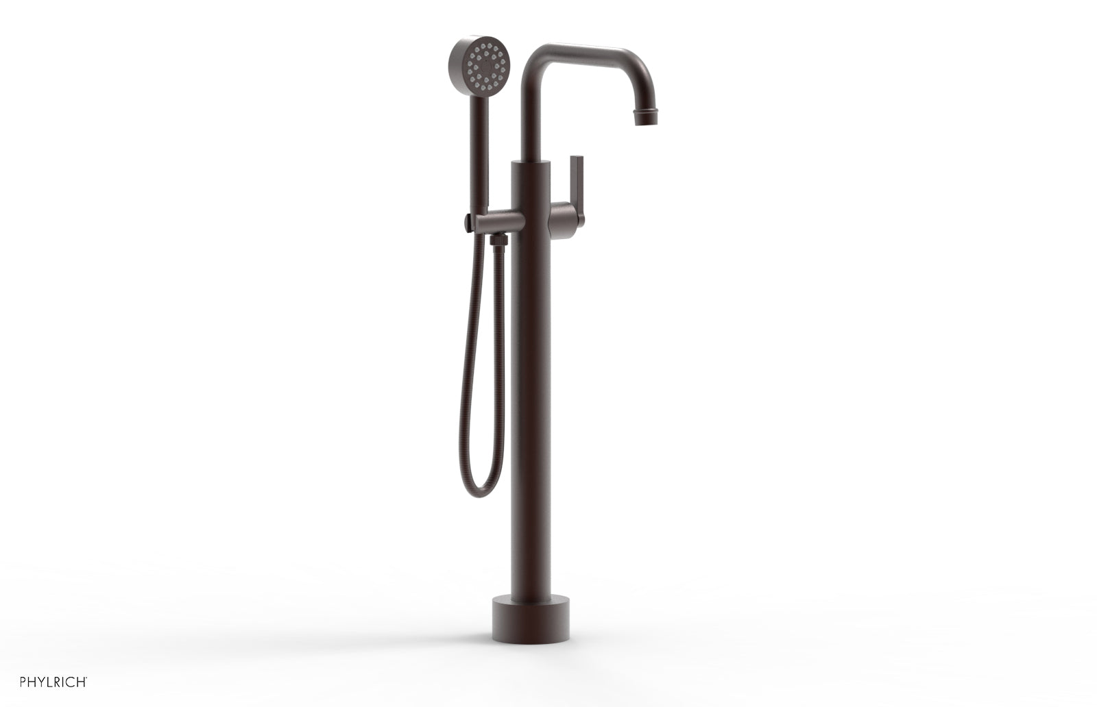 HEX MODERN Low Profile Floor Mount Tub Filler with Lever Handle and Hand Shower - Model 501 55 03 - Perfect for Contemporary Bathroom Renovations and Spa-Like Showers