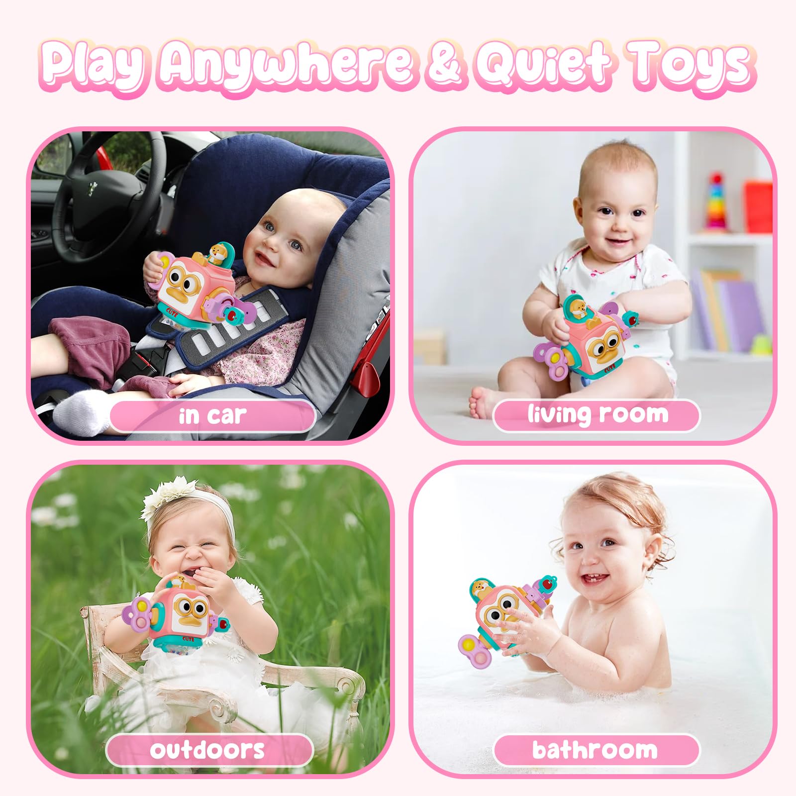 Montessori Toys for 1 Year Old Girls - Educational Busy Cube & Sensory Travel Toys for Toddlers 1-3 Years | Fine Motor Skills Learning Toys | Perfect Birthday Gifts for Girls (Home, Classroom & Travel Use)