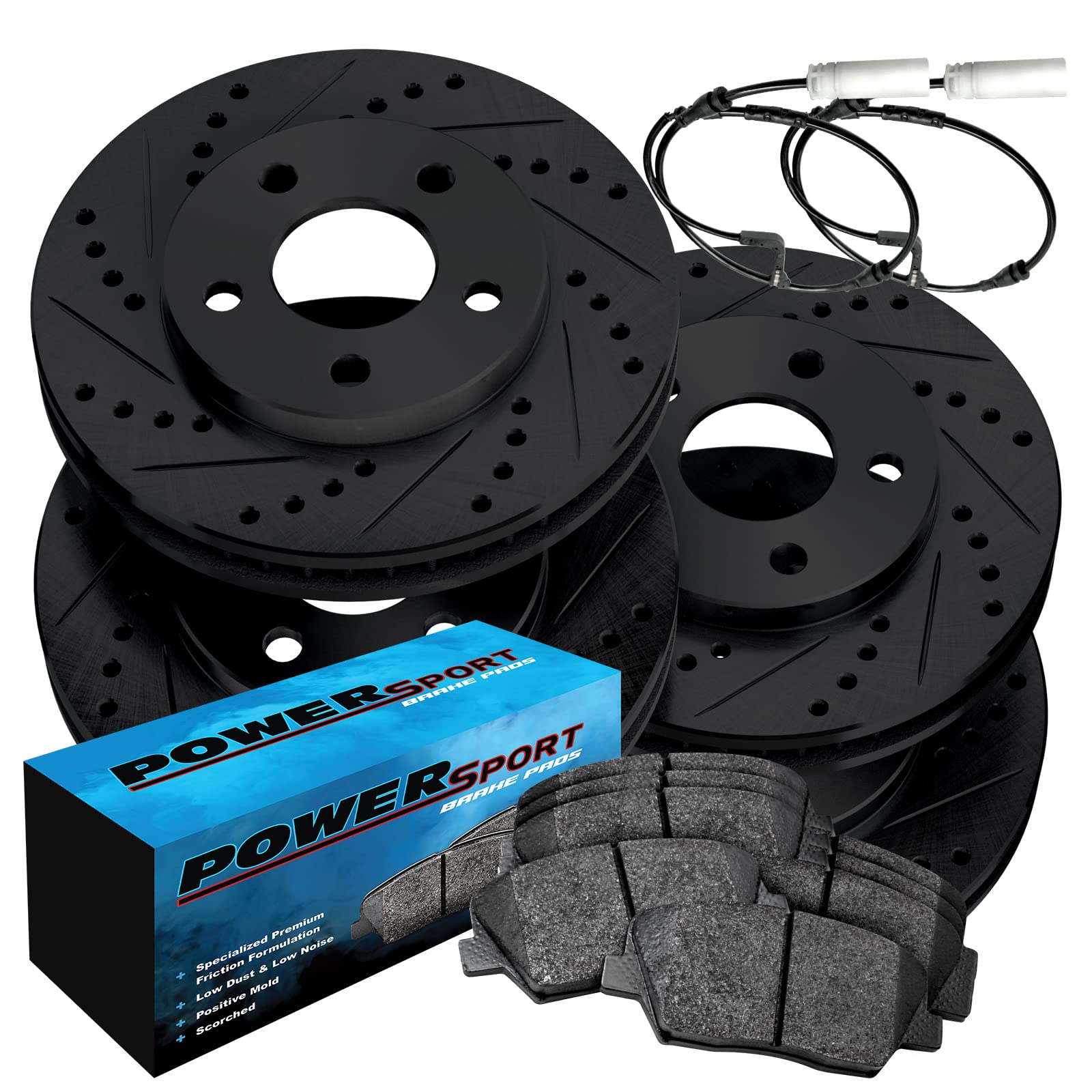 High-Performance PowerSport Front & Rear Brake Kit - Ceramic Brake Pads & Rotors for 2007-2010 Mini Cooper | Perfect for City Commuting & Performance Driving