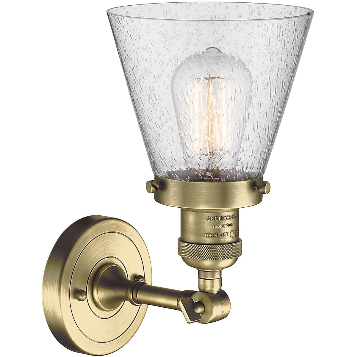 Innovations 201F-AB-G64-LED Semi-Flush Mount Ceiling Light Fixture - Antique Brass Finish, Energy Efficient LED Lighting for Bedroom, Living Room & Hallway