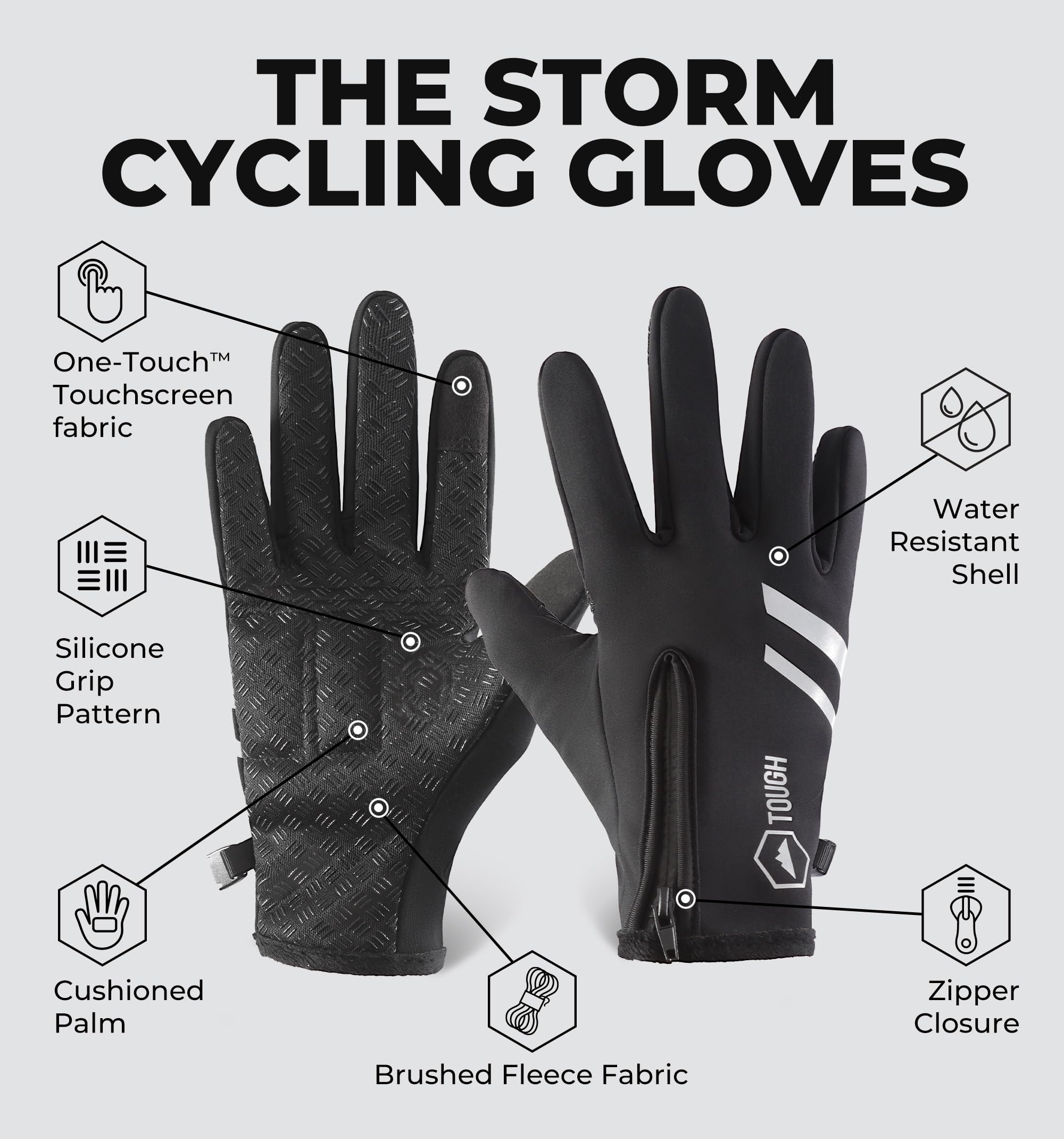 Winter Cycling Gloves for Cold Weather - Thermal Windproof Bike Gloves with Touchscreen Compatibility - Warm MTB & Dirt Bike Gloves for Winter Riding - Perfect for Commuting, Mountain Biking & Outdoor Sports