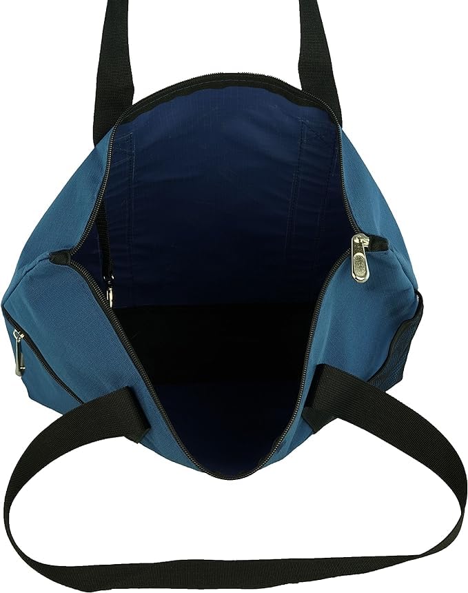 HirTa Women's Lightweight Waterproof Plie Tote Hobo Bag - Multipurpose Shoulder Bag with Zipper Pockets for Office, Travel, Grocery, Beach & Pool - Navy Blue | Perfect for Work, Teacher Commute & Outdoor Activities