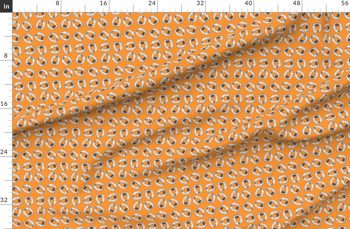Vampire Teeth Pumpkin Halloween Printed Denim Fabric by The Yard - Durable Bottomweight Cotton for Costumes, Apparel & Home Decor - Perfect for DIY Halloween Outfits, Curtains and Upholstery Projects