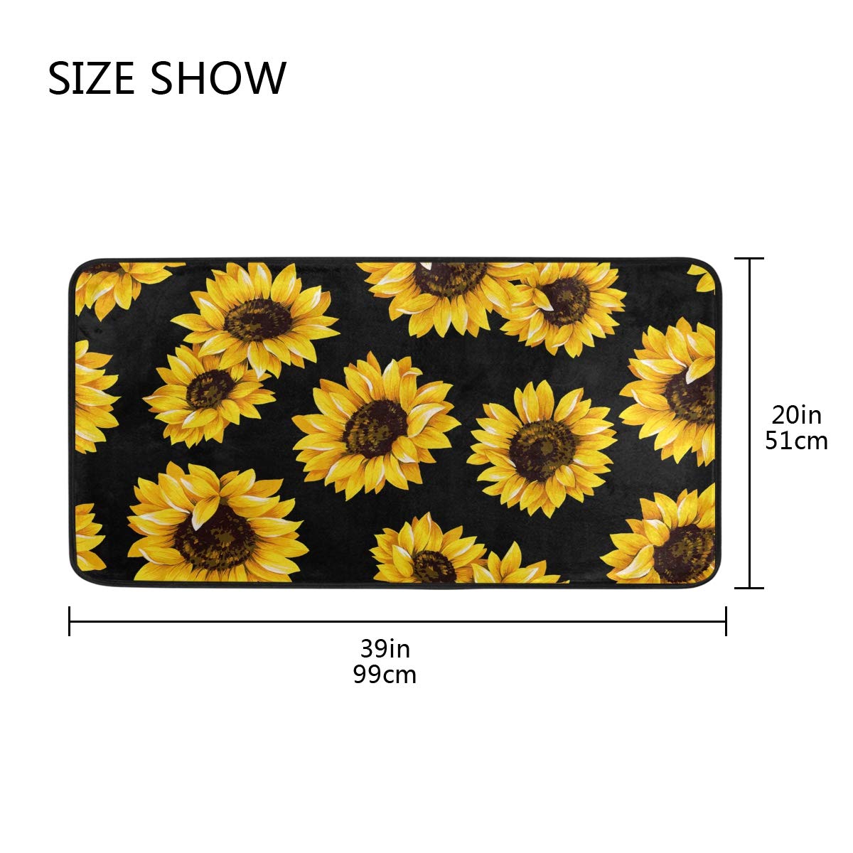 Sunflower Anti-Fatigue Kitchen Mat - Non-Slip, Stain-Resistant for Indoor/Outdoor Use