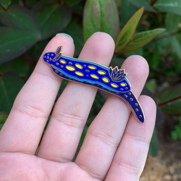 California Blue Dorid Nudibranch Enamel Pin - Unique Marine Life Collectible for Backpacks, Jackets & Hats - Perfect for Ocean Lovers & Scuba Divers
