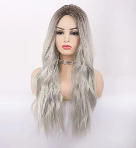 Long Wavy Synthetic Wig with Natural Center Part - Perfect for Cosplay, Halloween, and Daily Fashion Styling
