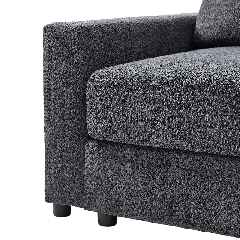 Aeris Modern Curved Sectional Sofa Set - L-Shaped Couch with Ottoman for Living Room, Lounge & Entertainment Spaces | Contemporary Fabric Upholstery, Comfortable Seating for Family & Guests