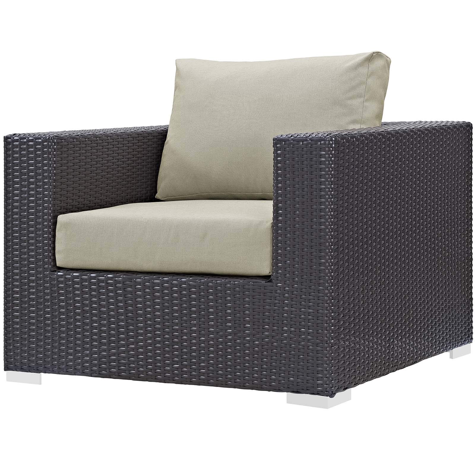 Modern Outdoor Patio Set - Wicker Sofa, Chair & Fire Pit Table for Garden Relaxation