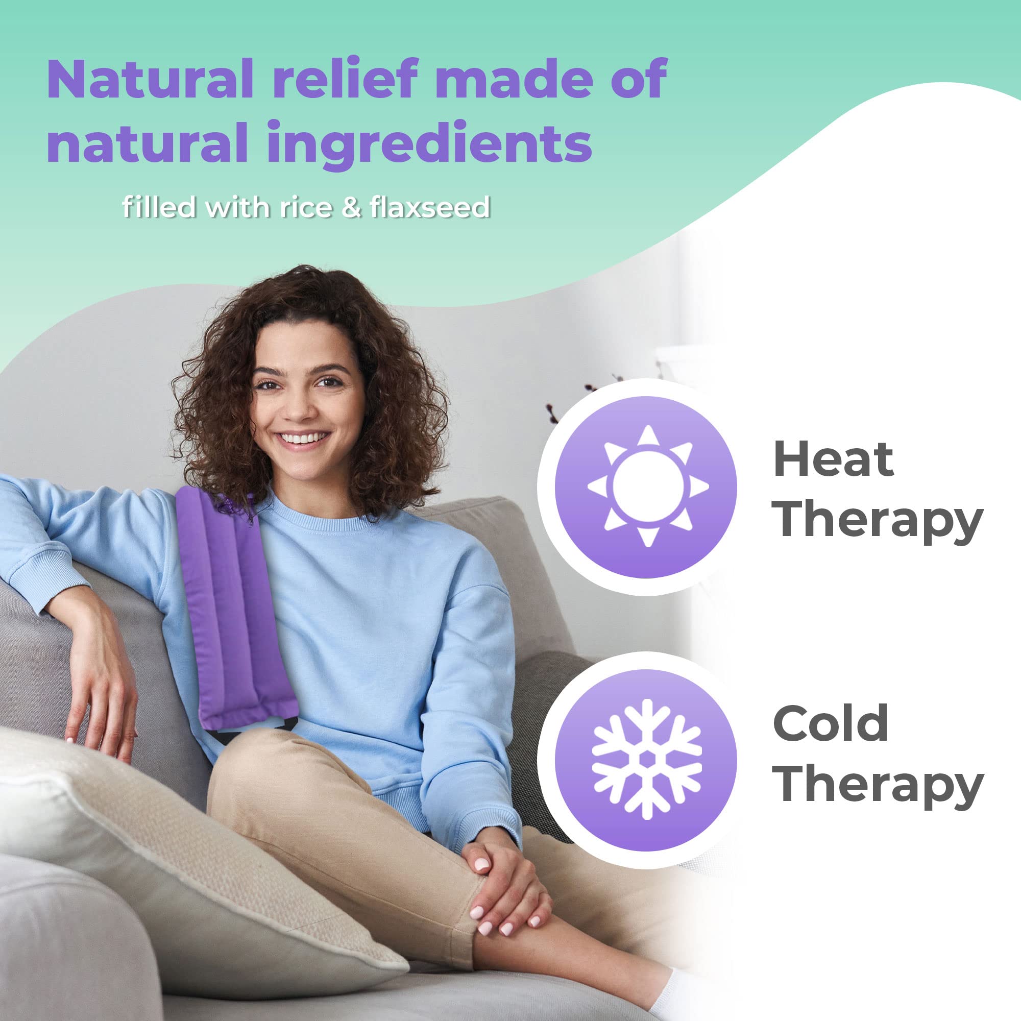 Microwave Heating Pads for Pain Relief - Moist Heat Therapy for Back, Neck & Shoulder Pain - Reusable Hot Pack for Muscle, Joint & Cramp Relief - Purple Microwaveable Heat Pad (Perfect for Home, Office & Travel Use)