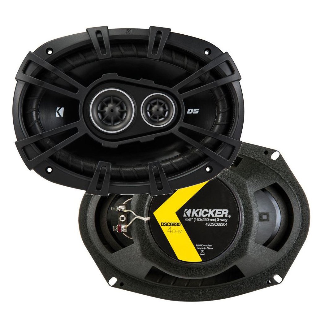 KICKER 43DSC69304 D Series 6x9 Inch 360 Watt 3-Way Dual Car Speakers & 43DSC6504 6.5 Inch 240 Watt 2-Way 4 Ohm Coaxial Speakers - Premium Car Audio System for Trucks, SUVs, and Sedans