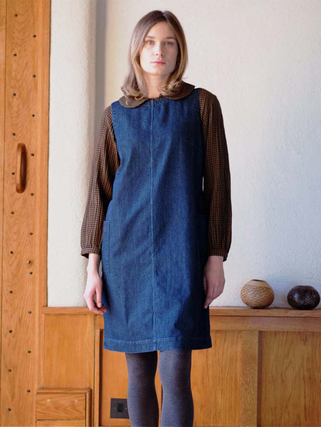 Eva Pinafore Cotton Dress for Women - Soft Blue Denim Jumper Dress | Perfect for Spring, Summer, Casual Wear & Layering
