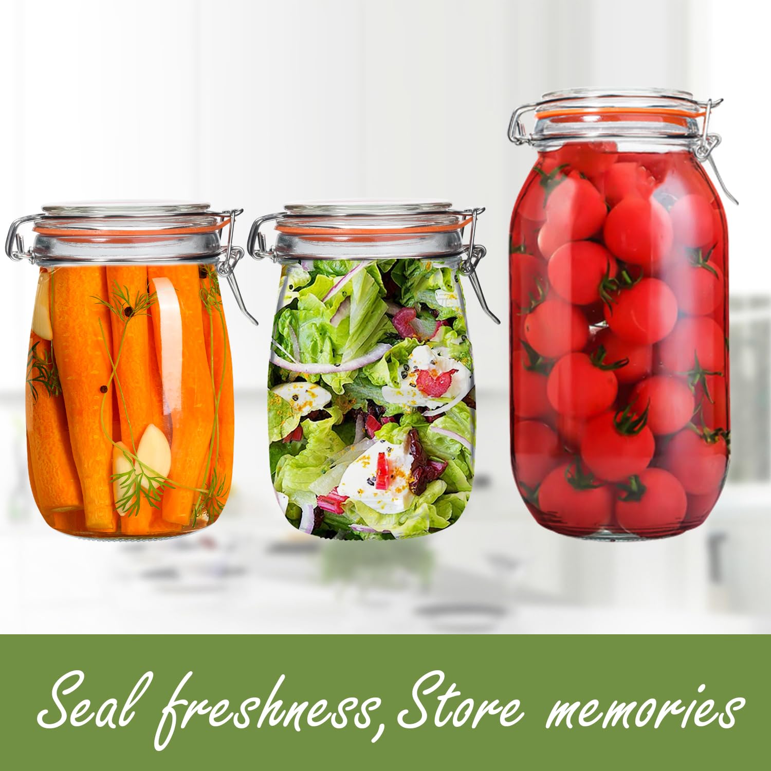 32 oz Wide Mouth Mason Jars, 4 Pack - Airtight Glass Canning Jars with Lids for Pickling, Fermenting, Food Storage & Meal Prep - Perfect for Homemade Jams, Sauerkraut, Dry Goods & Kitchen Organization