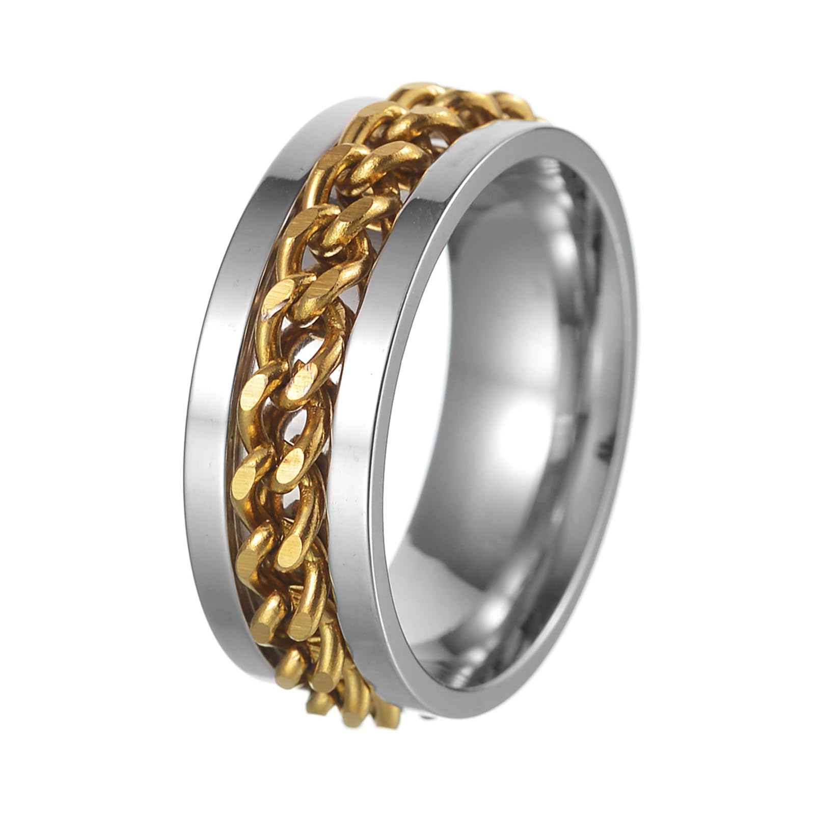 **Udolfly Anxiety Relief Fidget Rings for Men & Women - Titanium Steel Spinner Chain Ring for Stress Relief, ADHD, Autism - Perfect for Kids, Teens & Adults (Office, Travel, Daily Wear)**
