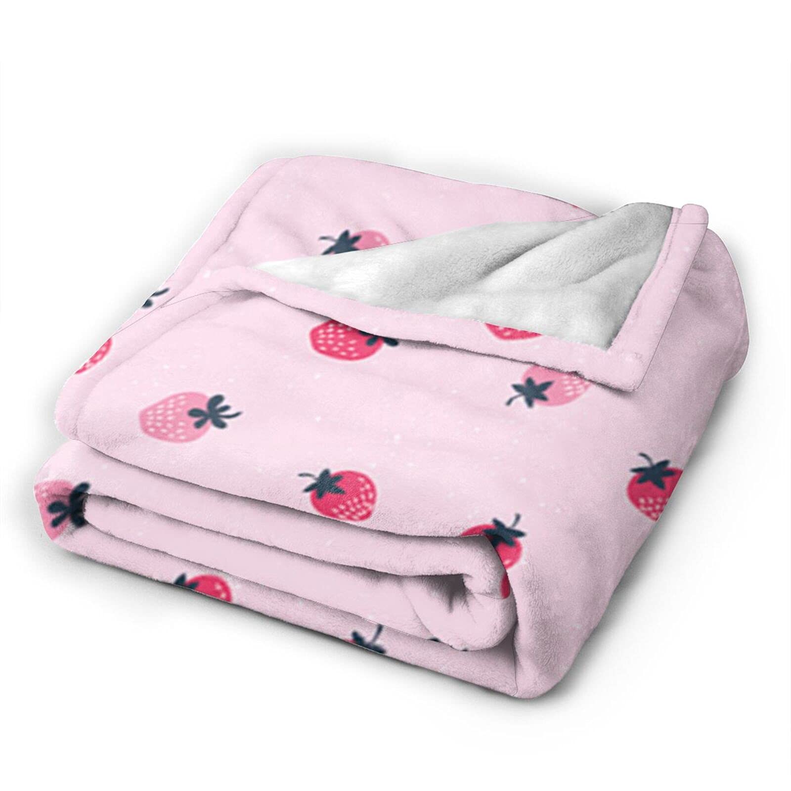 Soft Flannel Strawberry Throw Blanket - 50