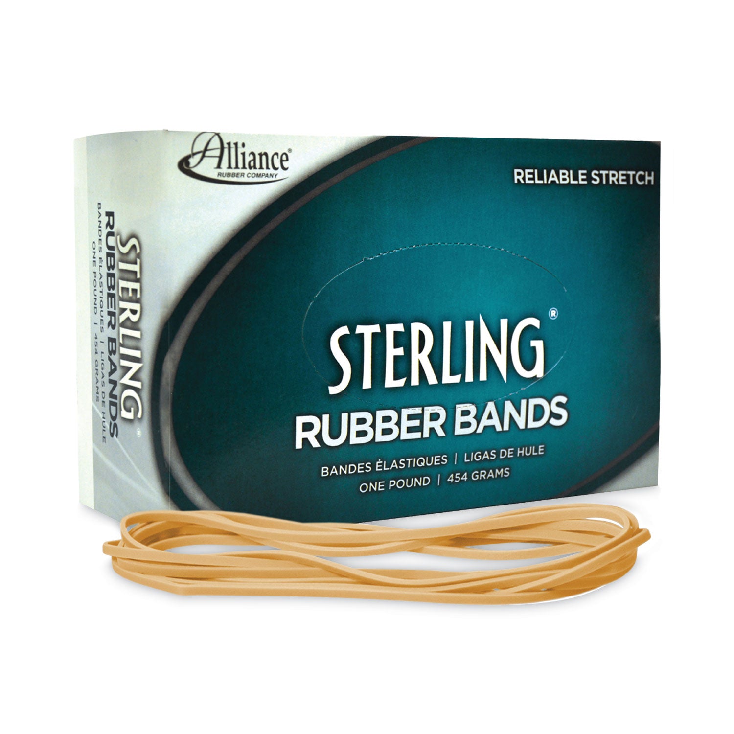 Alliance® Sterling Rubber Bands Size 117b - 0.06 Gauge Crepe Rubber Bands (1 Lb Box, 250 Count) - Heavy Duty Office, School & Packaging Supplies for Mailing, Bundling & Organizing