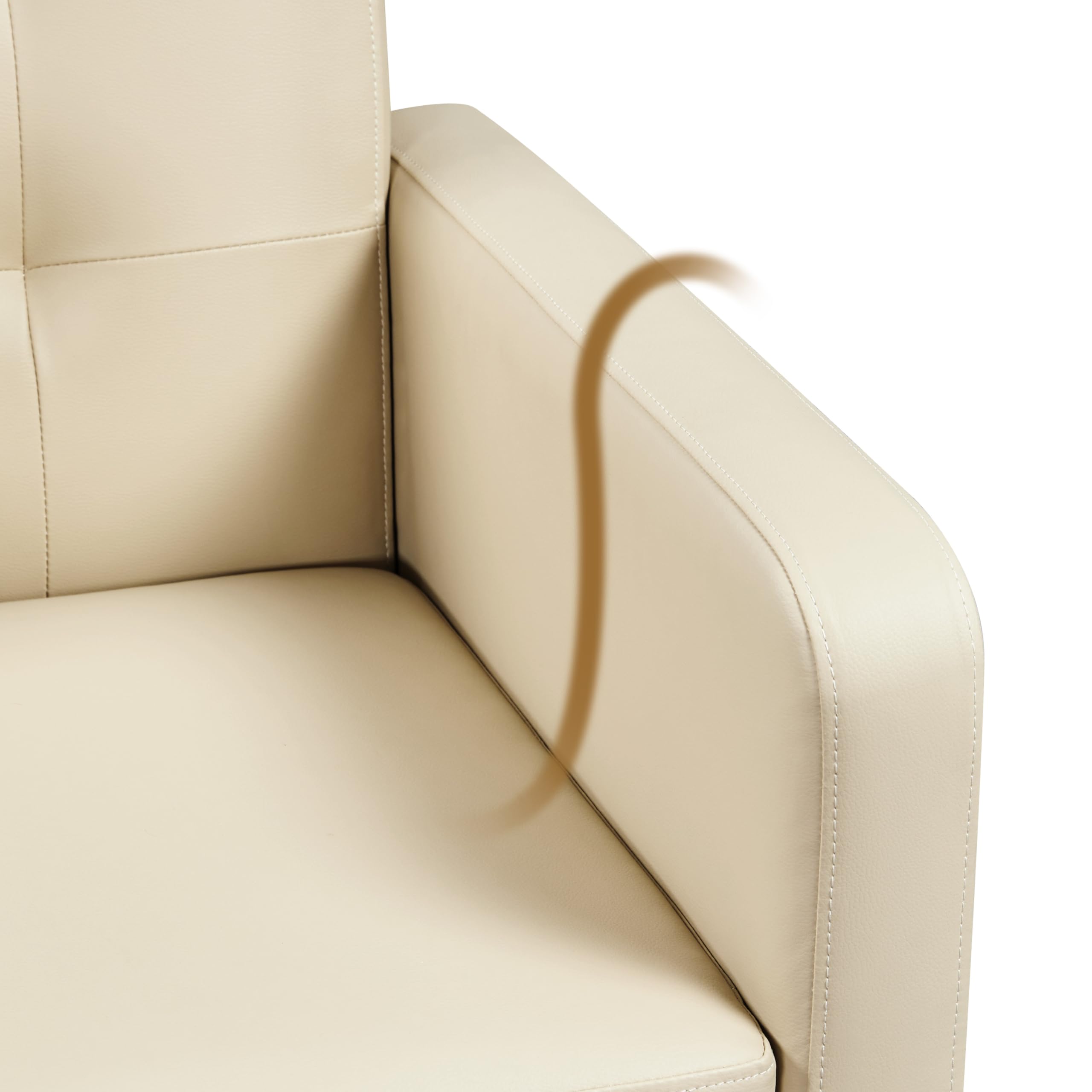 Yaheetech Mid-Century Modern Accent Chair - PU Leather Upholstered Armchair with Button Tufted Back & Wooden Legs for Living Room, Bedroom, Office or Cafe - Beige Home Decor for Relaxing & Stylish Seating