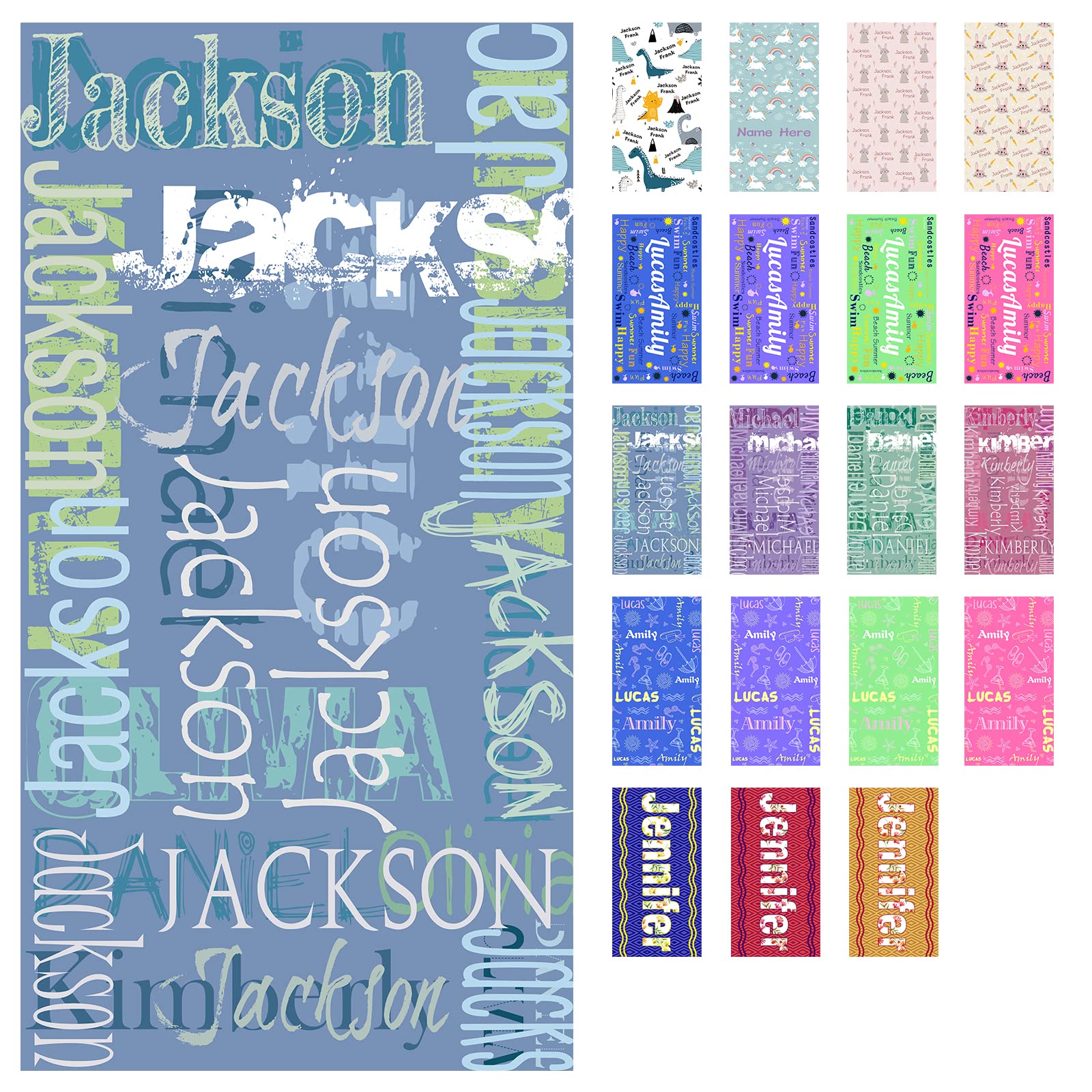 Personalized Kids Beach Towel with Name - Custom Quick Dry Microfiber Towel for Boys & Girls (31.5'' x 63'') - Perfect for Pool, Beach, Vacation & Summer Activities
