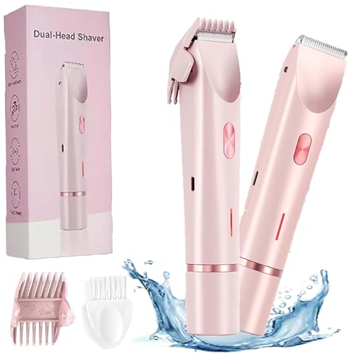 2025 Pink Galaxy Electric Razor for Women - 2-in-1 Dual Head Bikini & Body Shaver - Painless Hair Removal for Sensitive Skin - Perfect for Travel, Gym & Home Use (Pink)