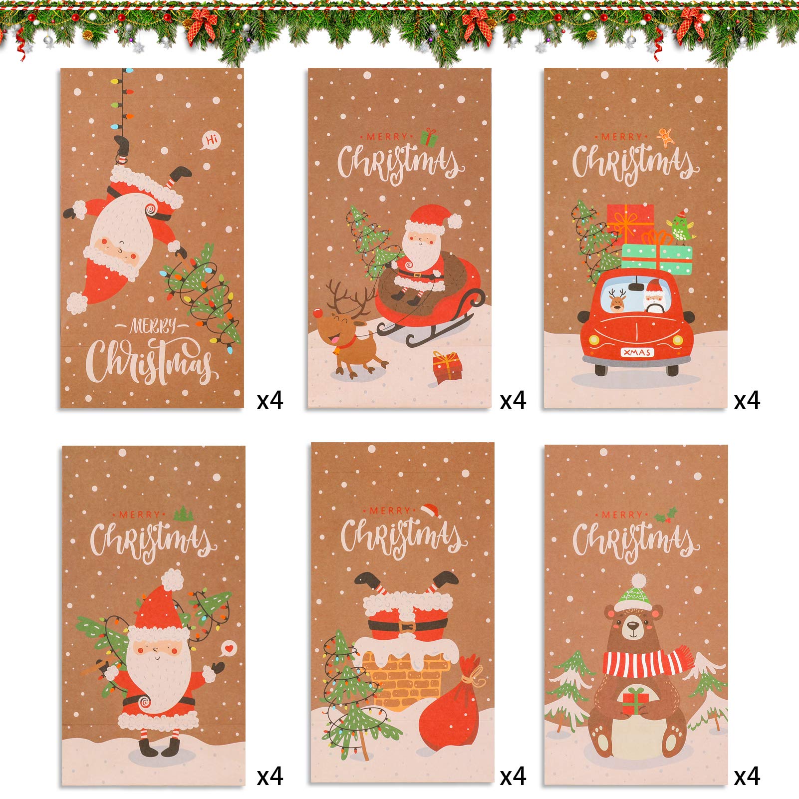Konsait 24 Days Advent Calendar Christmas Decorations - DIY Countdown Calendar with Gift Bags, Numbers Stickers, Clips & Rope for Holiday Party Favors | Perfect for Christmas Countdown, Home Decor & Gift Giving
