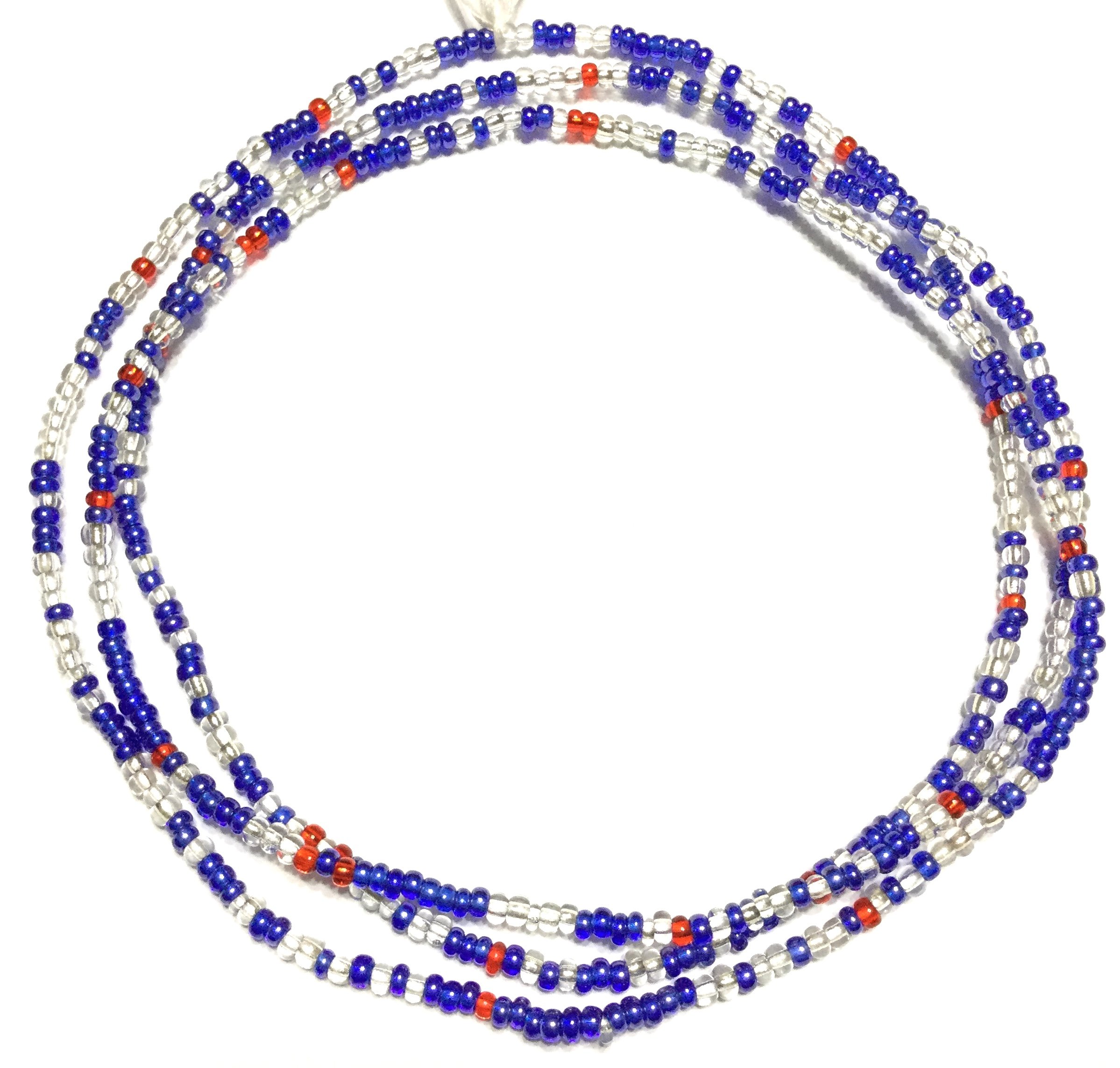 Authentic Ghana Red, Blue & Clear Multi-Colored Glass Seed Beads - African Trade Beads Strand | Fair Trade Handmade Jewelry Supplies for Beading, Bracelets & DIY Crafts