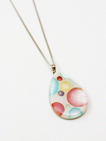 Yusen Shippo Pendant Necklace - Japanese Enamel Jewelry with Polka Dot Drop Design | Elegant Gift for Women, Perfect for Casual Wear & Special Occasions