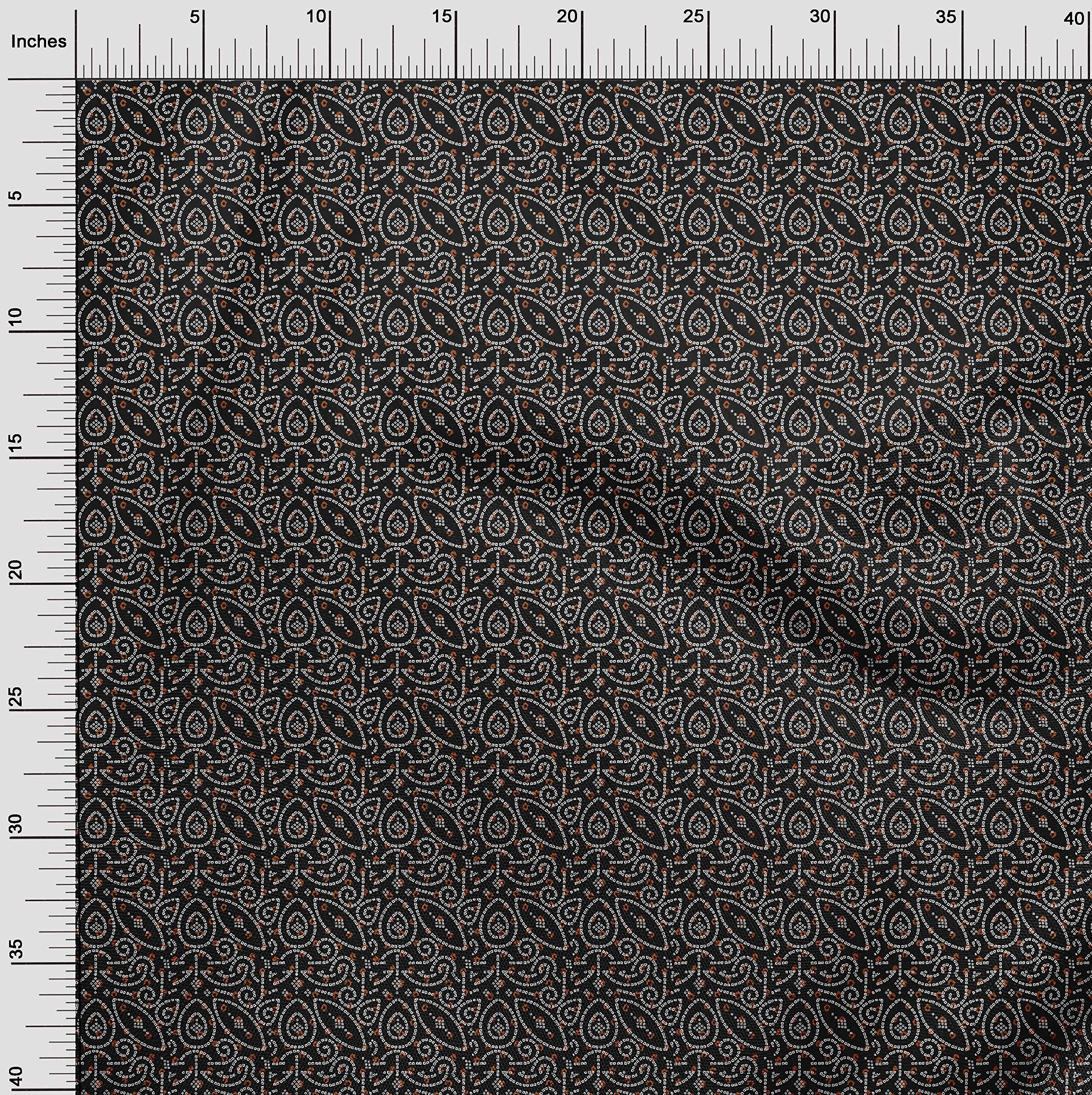 Premium 100% Cotton Jersey Black Bandhani Printed Fabric by The Yard - 58 Inch Wide for DIY Ethnic Clothing & Sewing Projects - Perfect for Dresses, Scarves, and Home Decor