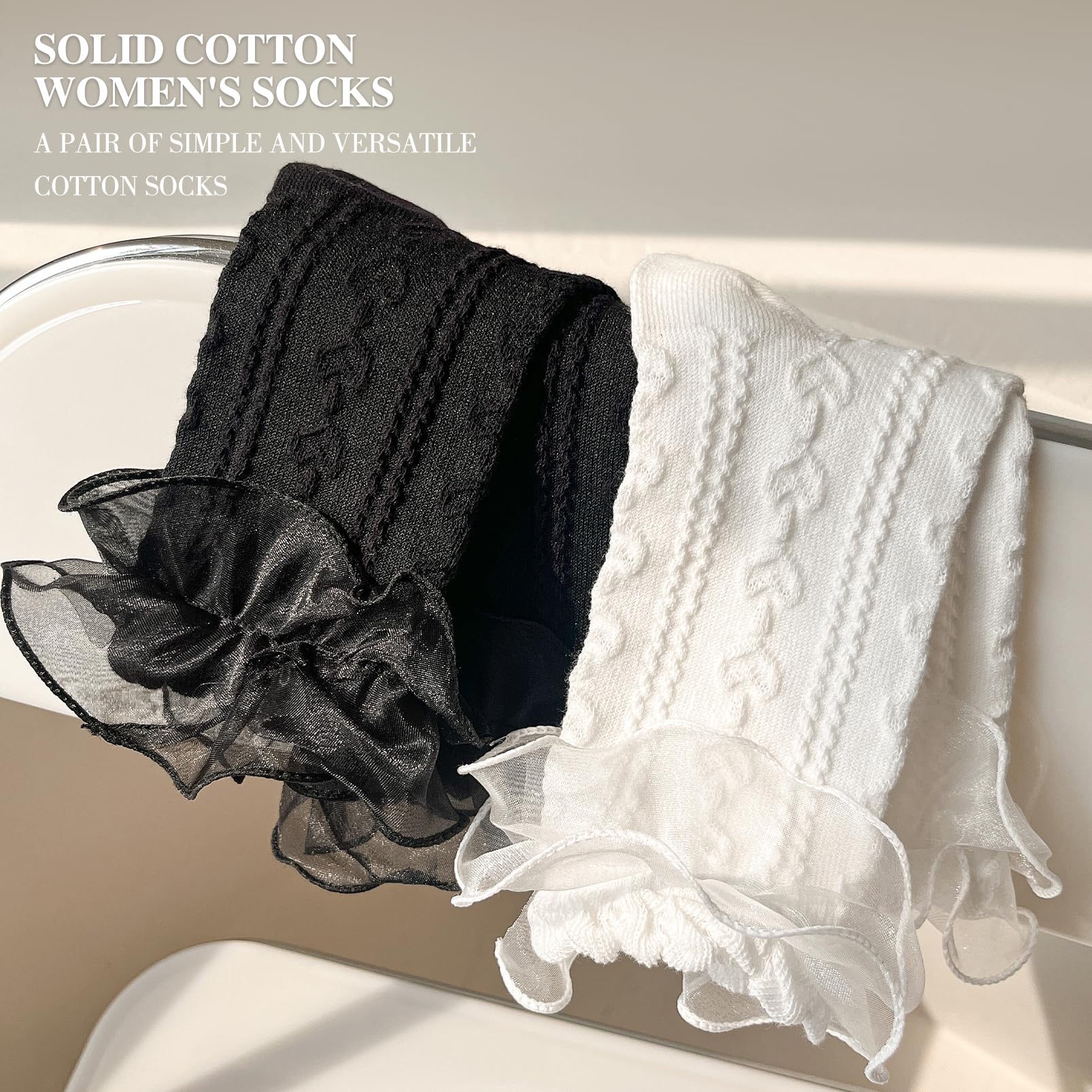 Women's Lace Ruffle Socks - Soft Cotton Frilly Ankle Socks for Ladies & Girls | Cute Lolita Princess Style | Perfect for Cosplay, Tea Parties & Vintage Fashion Outfits