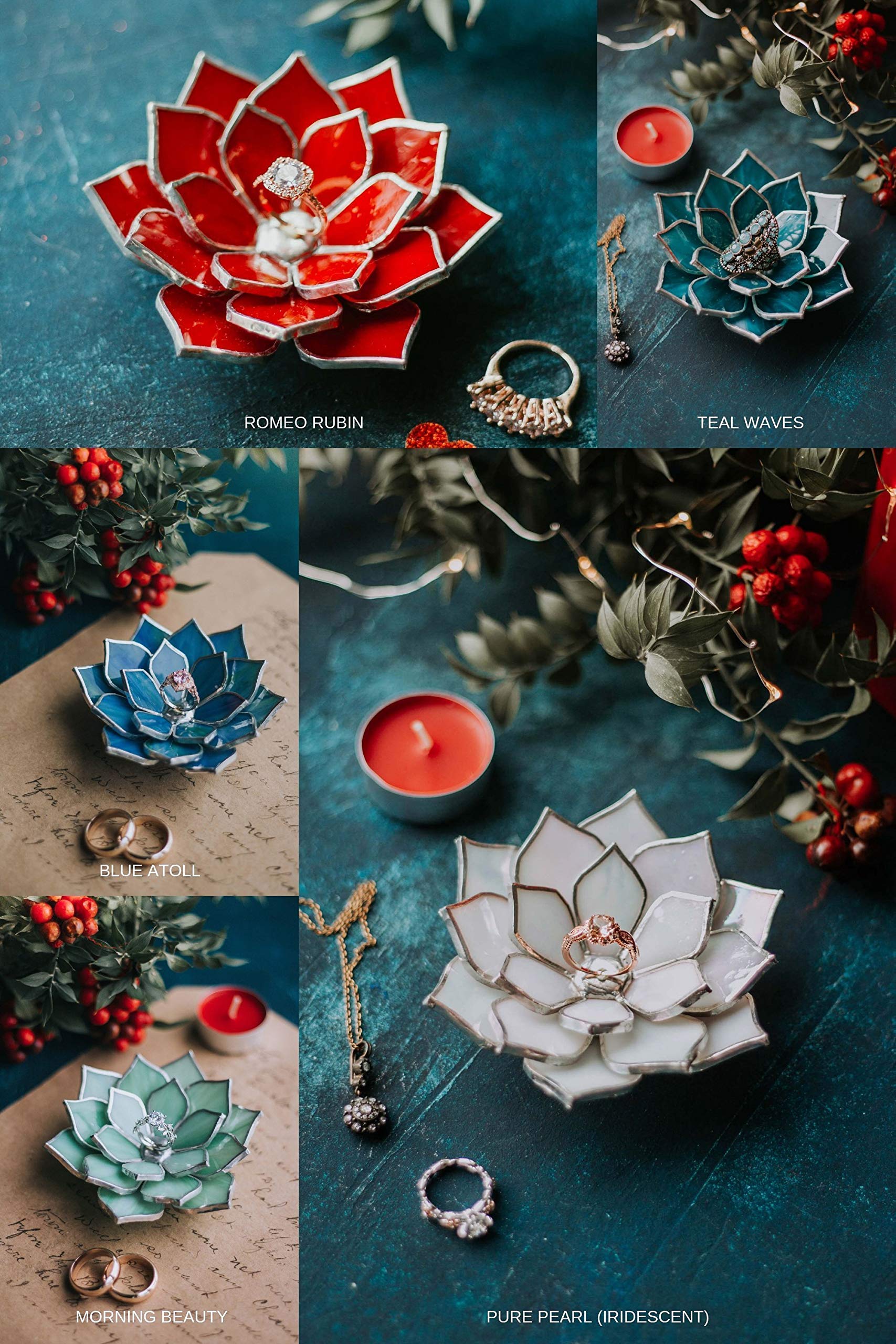 Succulent Ring Dish - Elegant Wedding Ring Holder & Jewelry Storage | Vanity Decor for Home | Perfect Valentine's Day & Engagement Gift | Gothic Wedding Decor | Black Prince Design - Ideal for Bedroom, Bathroom & Bridal Dressing Table