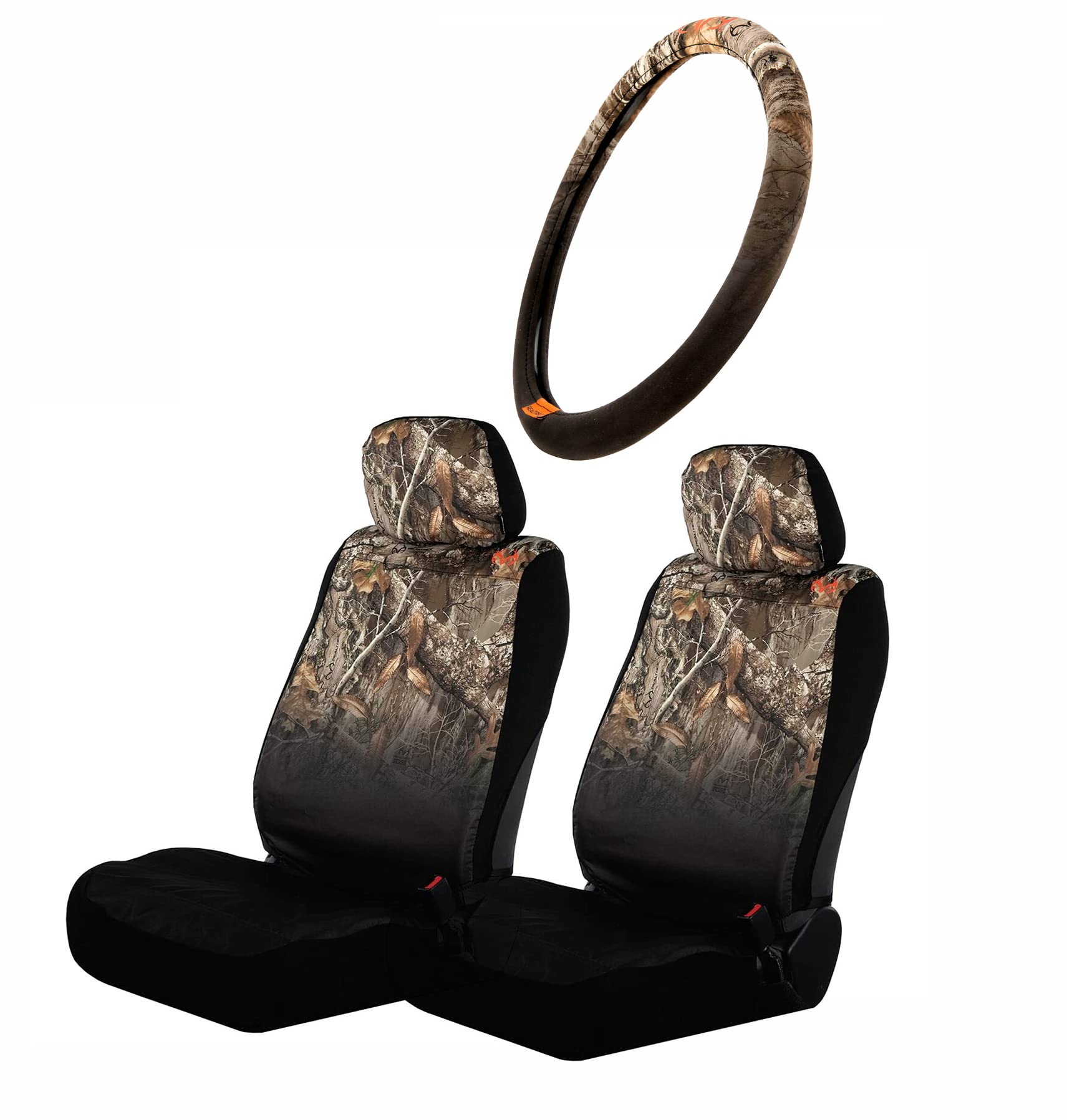 Realtree Camo Auto Accessories Kit - Edge, Black & Mint Camo Low Back Seat Covers, Floor Mats & Wheel Cover for Cars & Trucks | Fits Most Bucket Seats (3pc Set) | Perfect for Hunting, Off-Roading & Outdoor Adventures