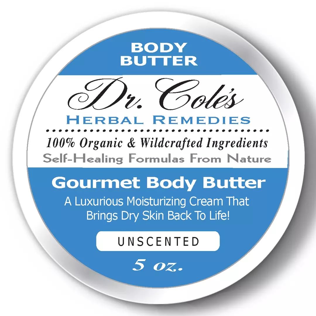 Dr. Cole's Organic Body Butter Cream – 100% Natural Moisturizer for Dry Skin, Hands, Feet & Body | Wildcrafted Ingredients | Hydrating & Revitalizing Treatment | Perfect for Daily Skincare, Spa Days & Gift Giving