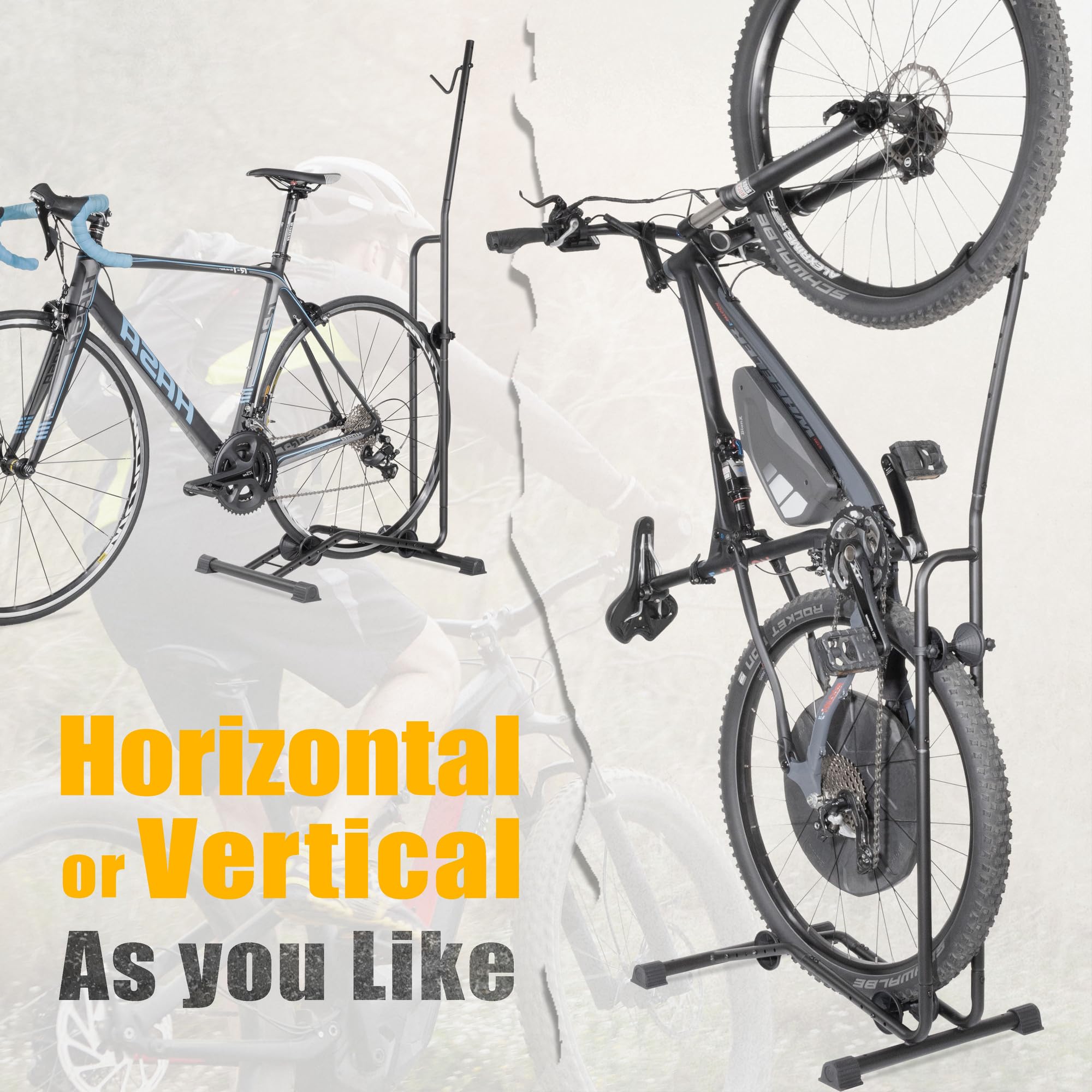 Premium Adjustable Bike Stand for MTB, Road & E-Bikes - Vertical & Horizontal Storage Rack Holds Up to 29
