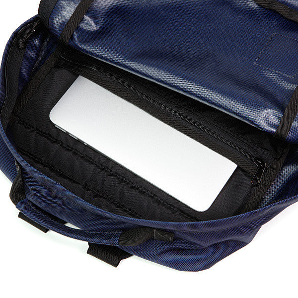 Drifter Square Pack Backpack - Navy & Black Leather - City Line - Made in USA - Perfect for Urban Commuting, Travel & Everyday Use
