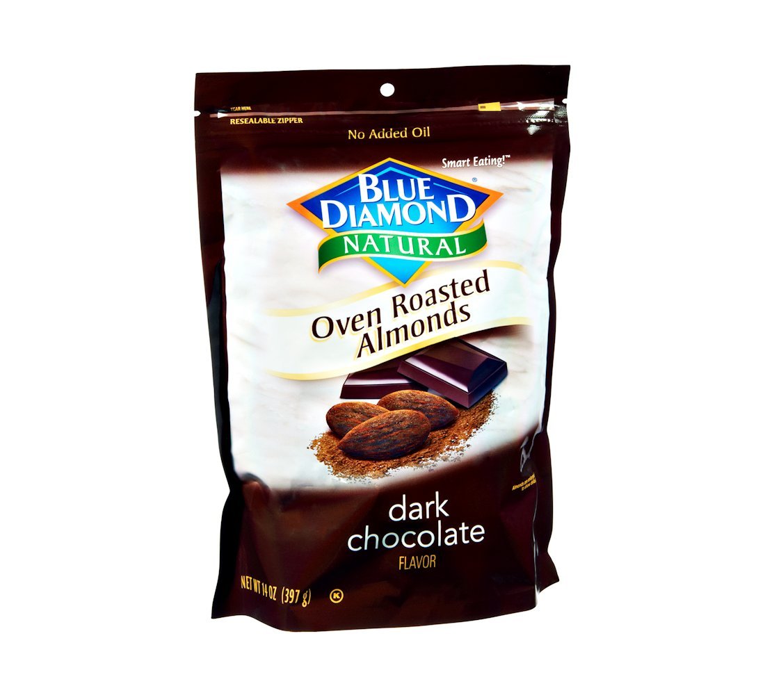 Blue Diamond Almonds, Natural Oven Roasted Almonds with Dark Chocolate Coating - Pack of 6 | Healthy Snack for Office, Travel & Gifts