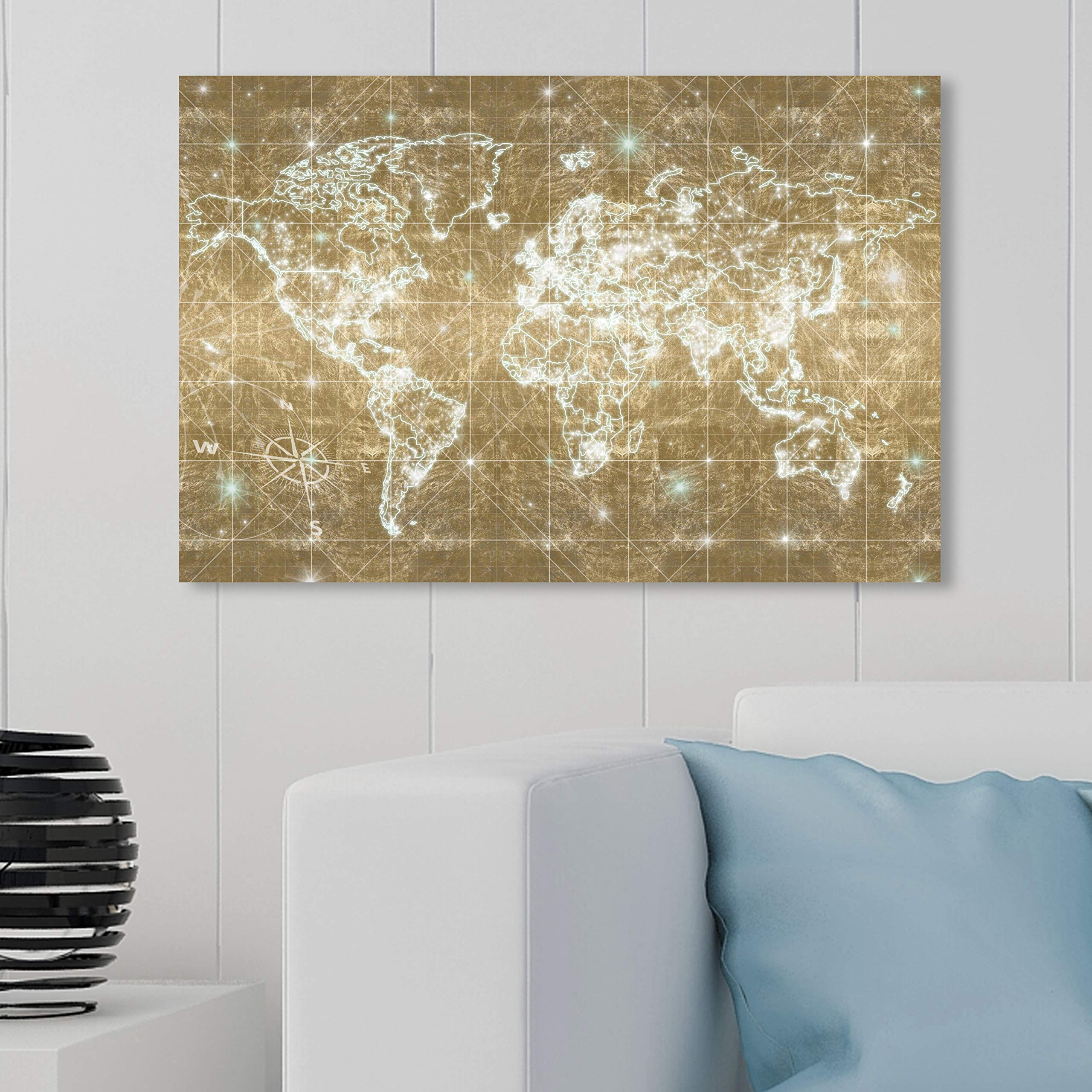 Oliver Gal Artist Co. World Map Wall Art Canvas Print - Galaxy Themed Home Decor, 30