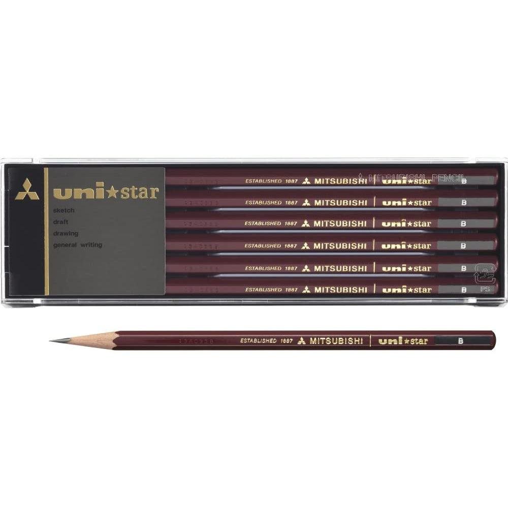 Premium Mitsubishi Uni Star Japanese Graphite Pencils - 12-Pack (B Grade) for Sketching, Drawing & Professional Artwork
