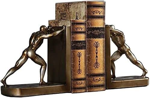 Decorative Heavy Resin Bookends - Anti-Slip Bookshelf Organizers for Home Office & Library | Perfect for Books, Cookbooks, and Displaying Collectibles