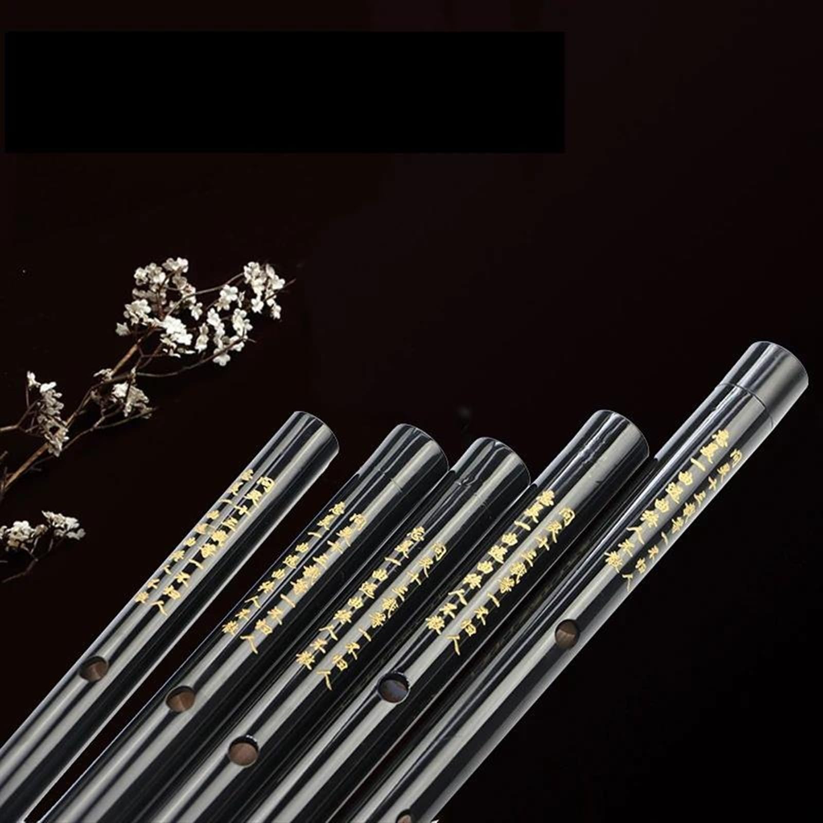 Professional Black Bamboo Flute - Exquisite Handmade Woodwind Instrument for Beginners, Traditional Transverse Flute in Key of E - Perfect for Music Practice, Performances & Cultural Events