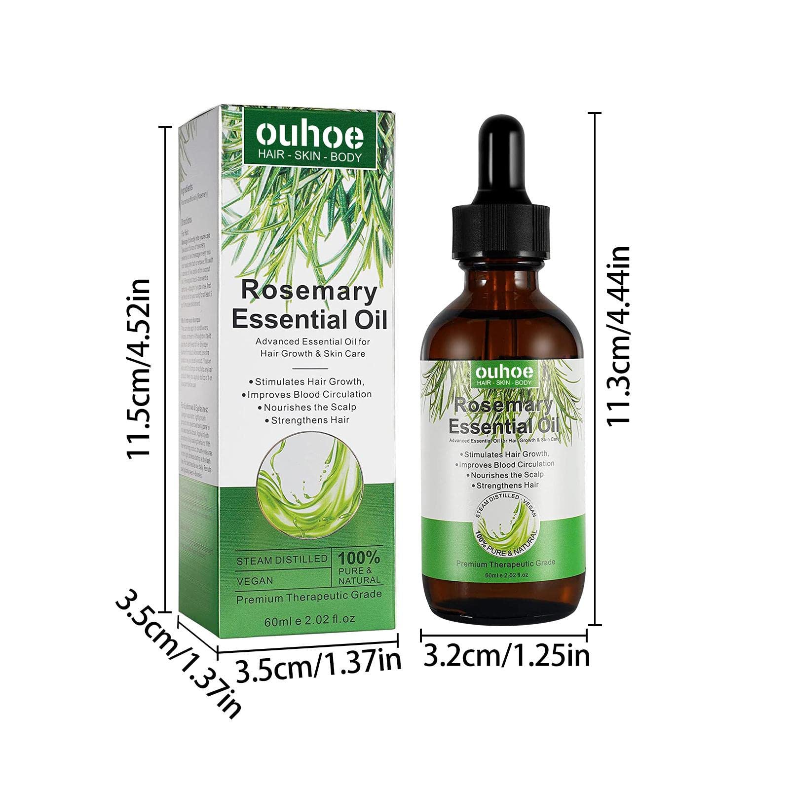Organic Rosemary Oil for Hair Growth & Scalp Care - 100% Pure Natural Essential Oil for Thicker Hair, Hair Regrowth & Reducing Hair Loss - 60ml Bottle for Daily Hair & Scalp Massage at Home