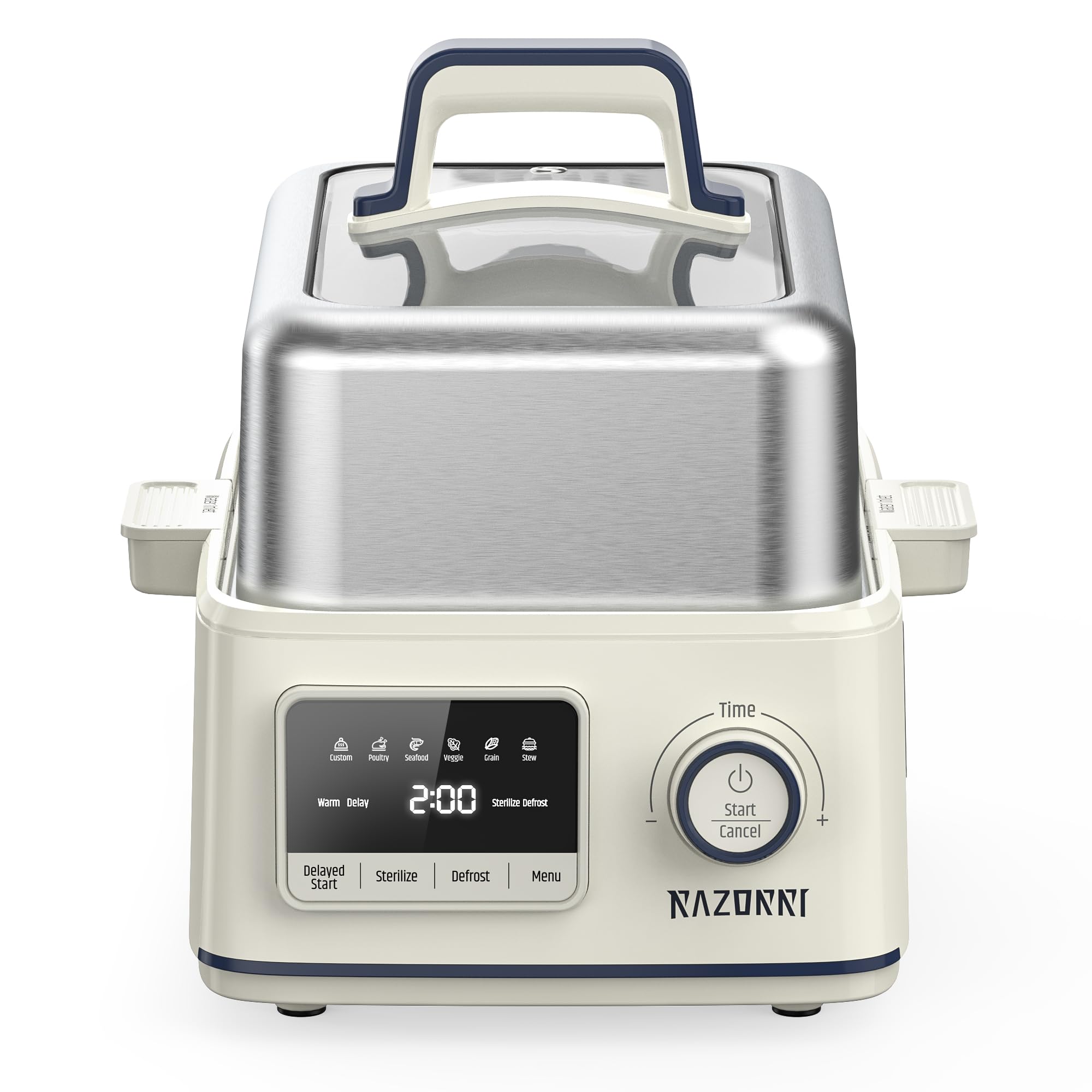 Razorri 5-Quart Electric Food Steamer with Timer, 24-Hour Delay Start & Auto Keep Warm - Stainless Steel Steamer for Vegetables, Poultry, Seafood, Grains - Perfect for Healthy Cooking, Meal Prep & Family Dinners
