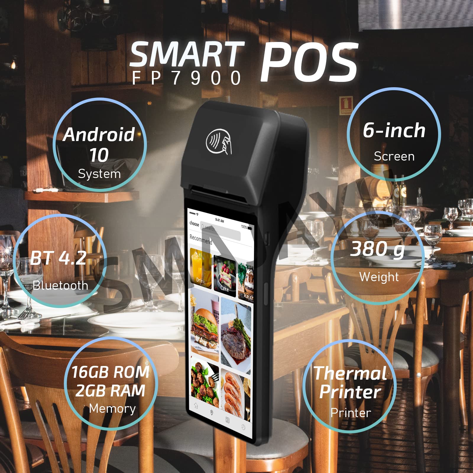 Portable Handheld POS Terminal with Thermal Receipt Printer - Android 10 OS, NFC Reader, WiFi & Bluetooth - Ideal for Small Business Retail & Sales Support | Compatible with Google Play | Perfect for On-the-Go Transactions, Mobile Payments & Store Checkouts