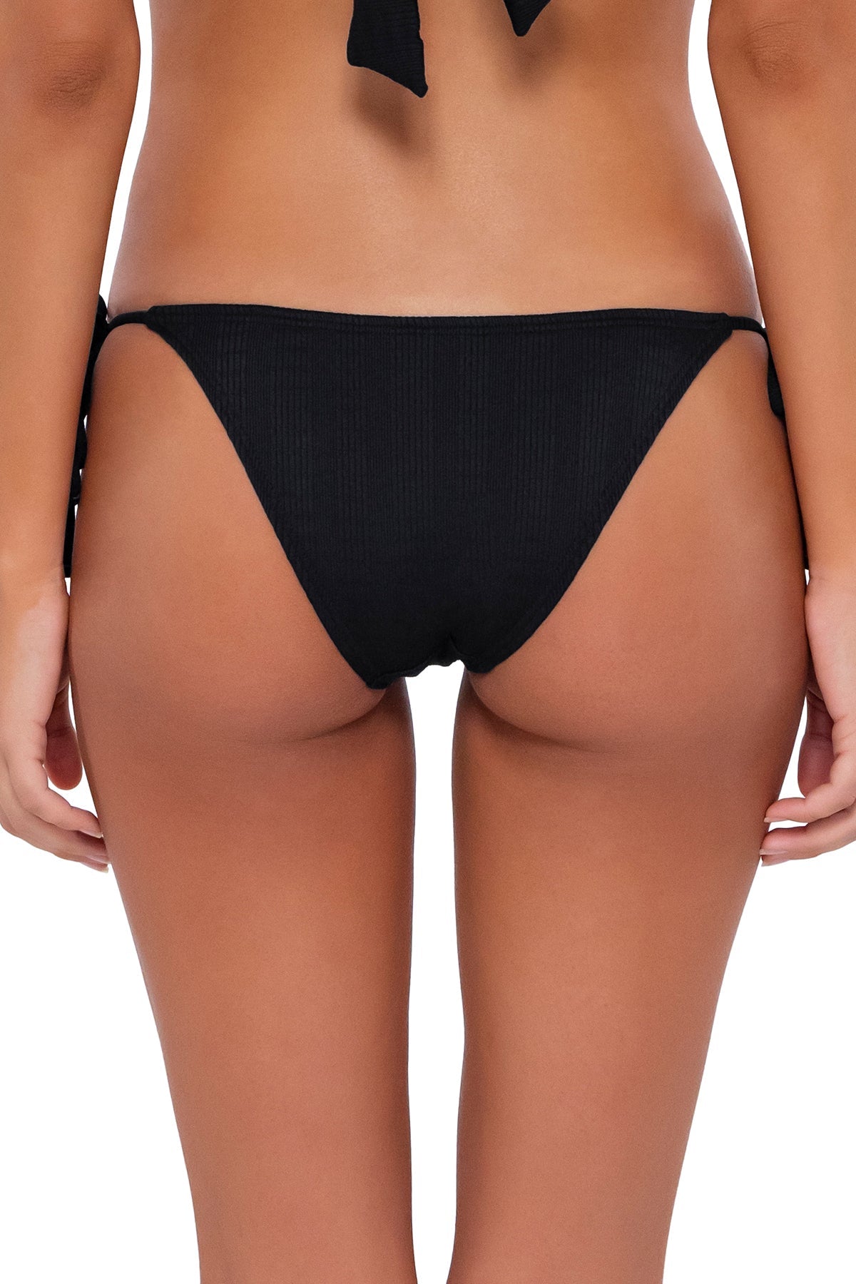 B Swim Black Baja Rib Andi Bikini Bottom - High Waisted Swimwear for Women, Comfortable & Stylish Beach Bikini Bottoms - Perfect for Pool Parties, Vacations & Summer Getaways