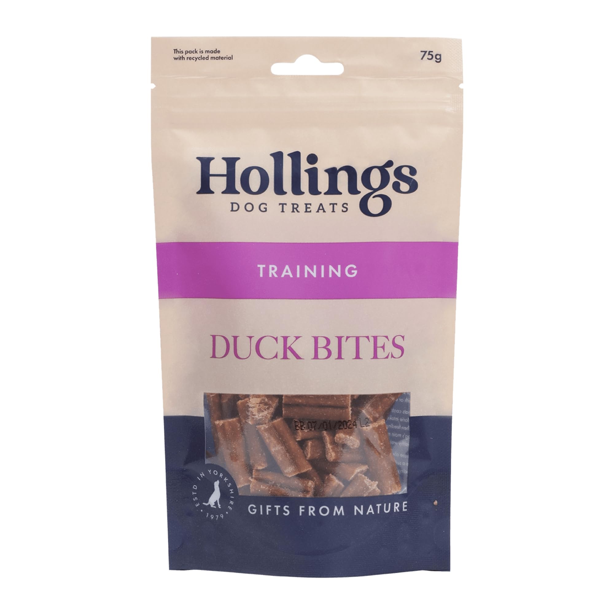 Hollings Duck Bites Dog Training Treats - High Protein, 100% Natural Duck Flavor Snacks for Adult Dogs (75g) | Perfect for Obedience Training, Reward Treats & Positive Reinforcement