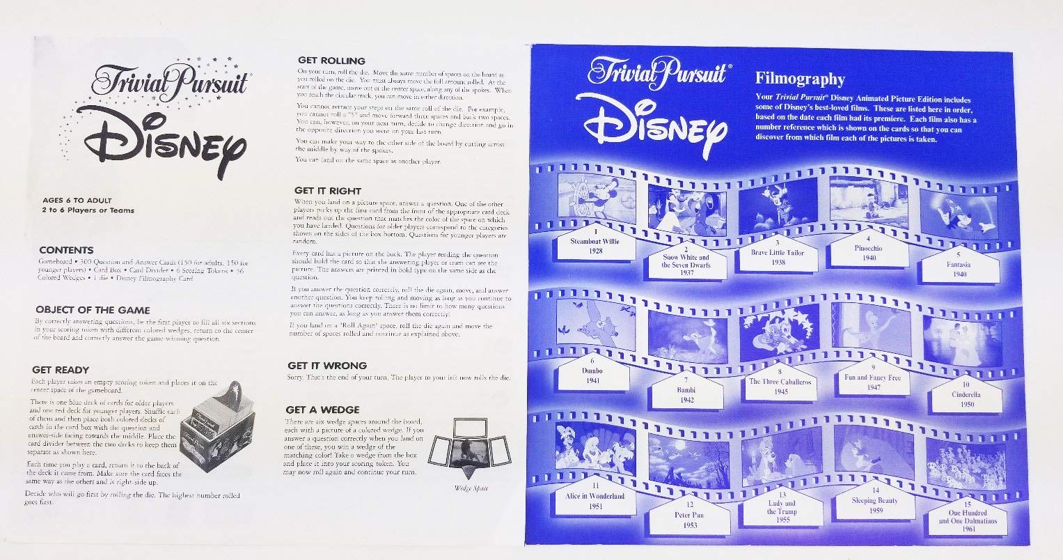 Disney Trivial Pursuit Game - Animated Picture Edition Family Board Game for Movie Trivia Fans | Perfect for Game Nights, Parties & Disney Themed Gatherings